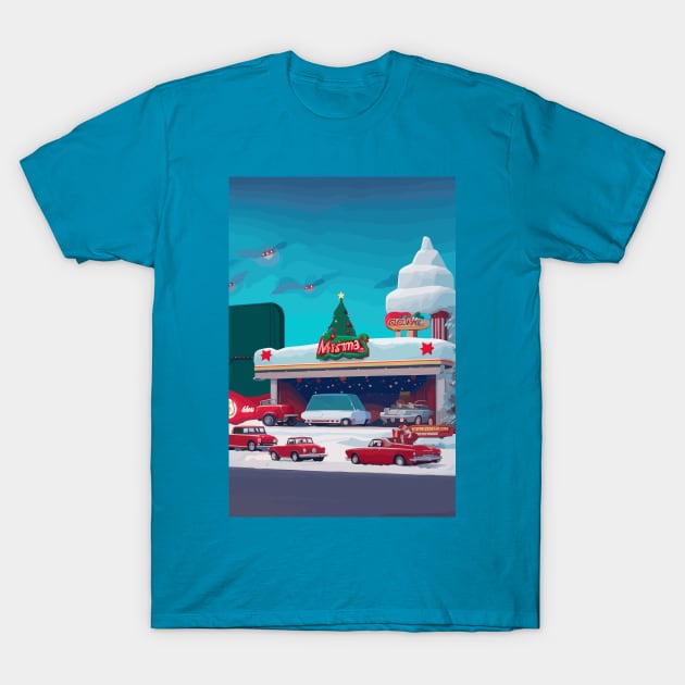 Christmas Poster T-Shirt by VENZ0LIC